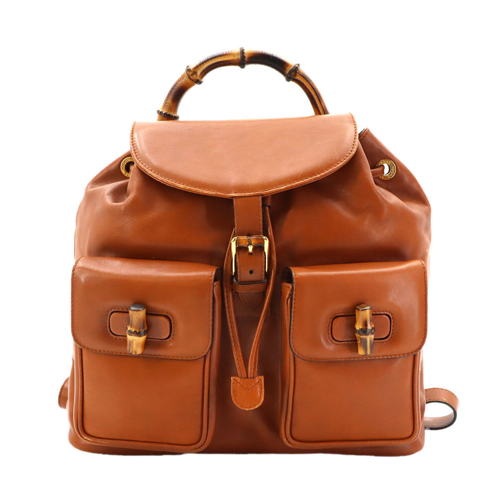 Gucci Bamboo Backpack, Leather, Brown, Gold Hardware, 003.1998.0016 - Picture 1 of 10